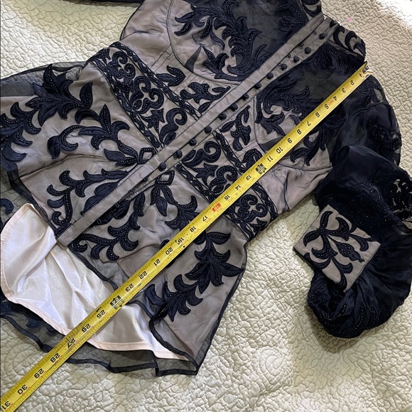 Karen Millen sheer corset style peplum blouse with floral beaded embroidery - Picture 7 of 7